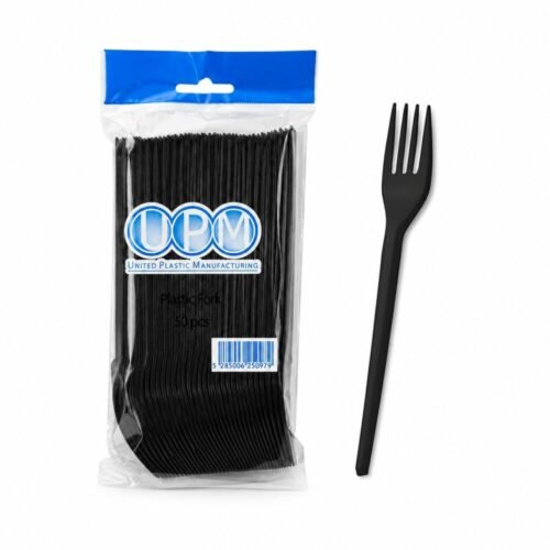 "UPM" Light Fork 16.5 cm 50 pcs - شوك بلاستيك أسود