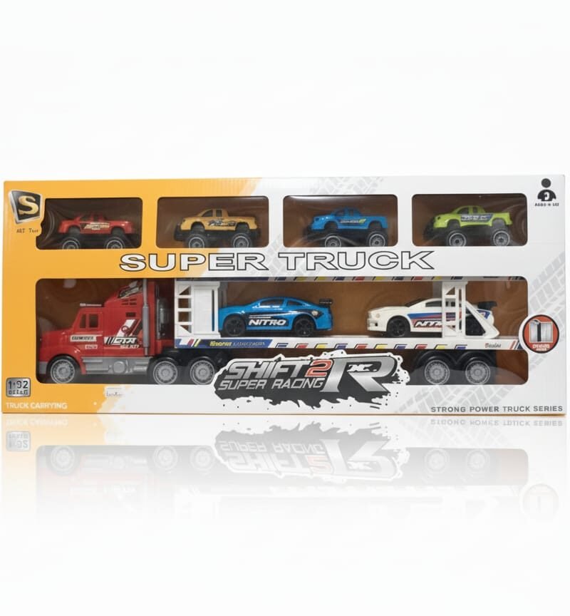 Super Truck & Racing Car Carrier Toy Set