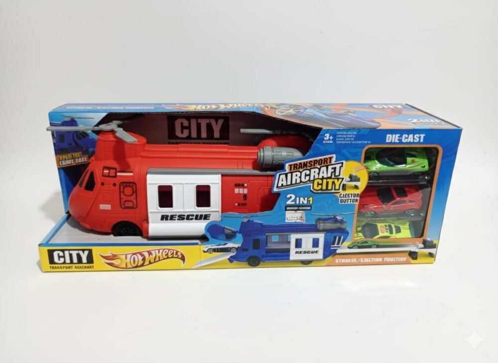 Hot Wheels City – 2-in-1 Transport Aircraft Rescue Playset