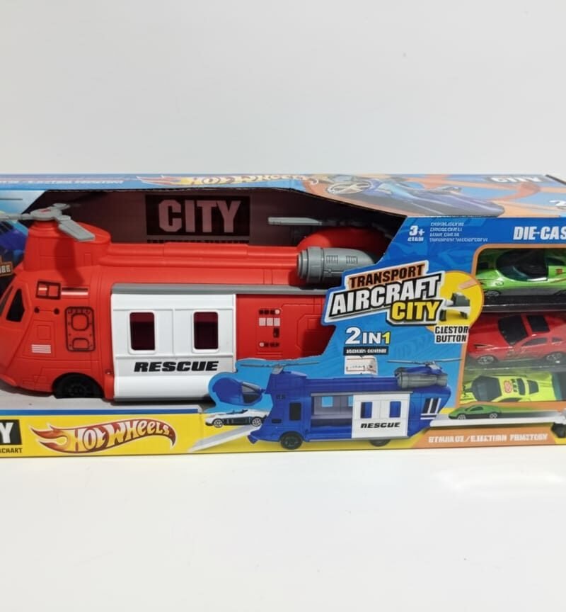 Hot Wheels City – 2-in-1 Transport Aircraft Rescue Playset