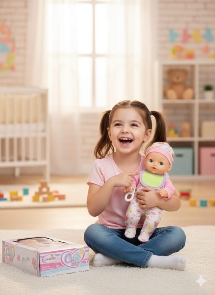 LUNABEBE Cute Baby Doll in Flamingo Jumpsuit