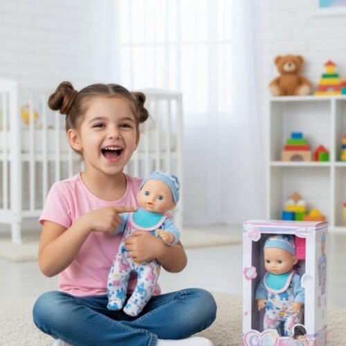 LUNABEBE Cute Baby Doll in Playful Blue Jumpsuit