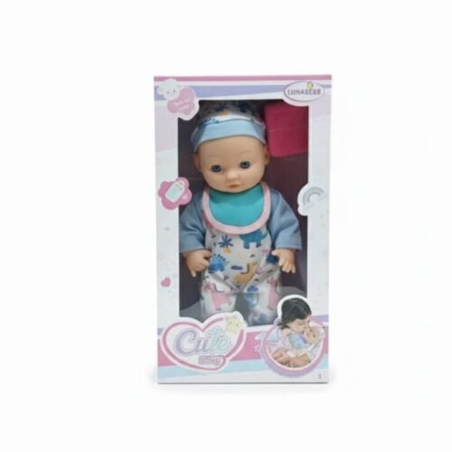 LUNABEBE Cute Baby Doll in Playful Blue Jumpsuit