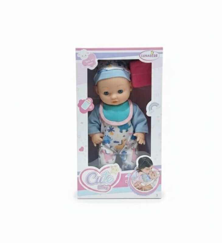 LUNABEBE Cute Baby Doll in Playful Blue Jumpsuit