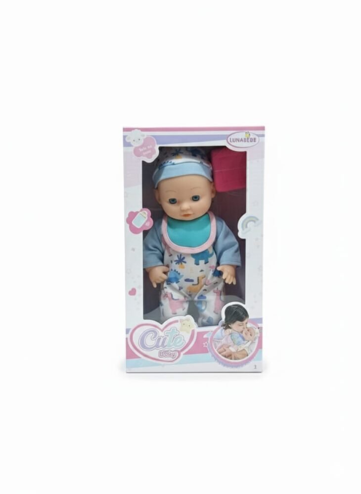 LUNABEBE Cute Baby Doll in Playful Blue Jumpsuit