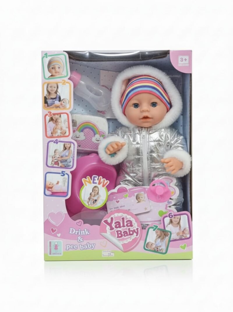 Yala Baby "Drink & Pee" Silver Snowsuit Doll Playset