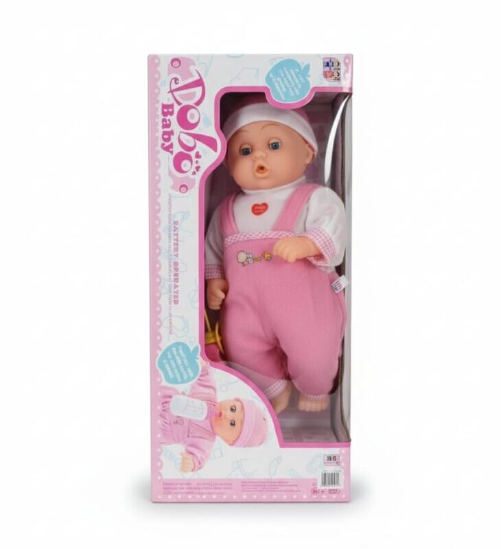 Dobo Baby Talking Doll in Pink Overalls