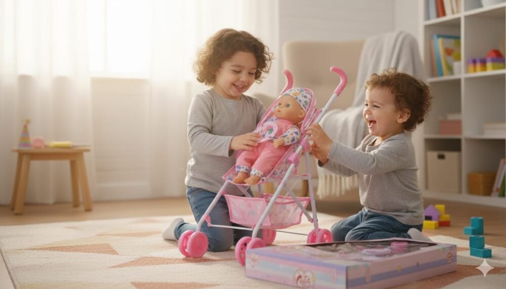 Cute Baby" Doll & Folding Stroller Play Set