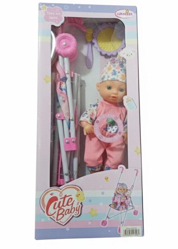 Cute Baby" Doll & Folding Stroller Play Set