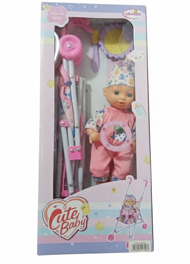 Cute Baby" Doll & Folding Stroller Play Set