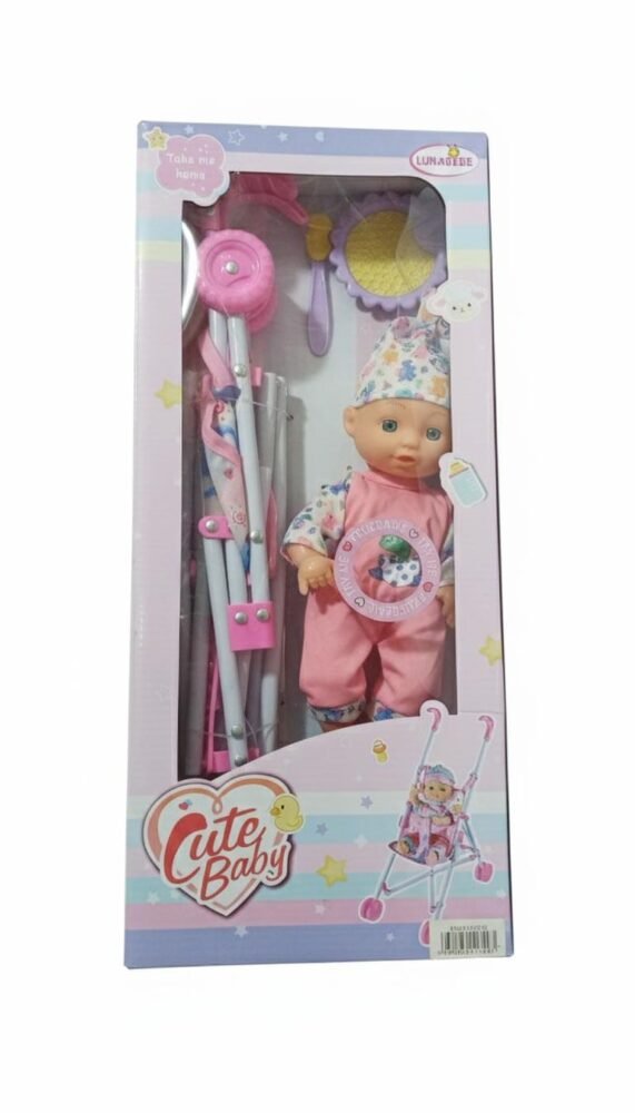 Cute Baby" Doll & Folding Stroller Play Set