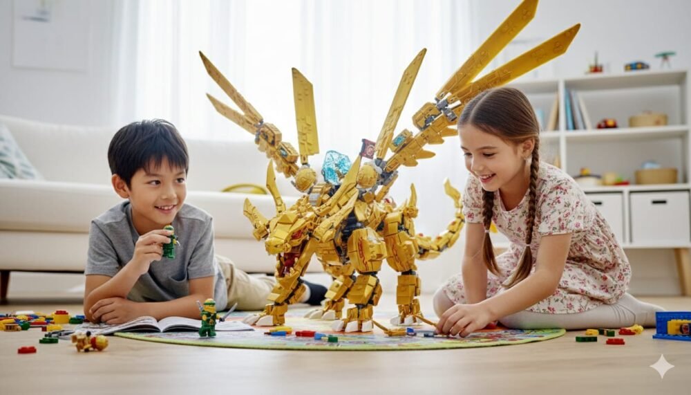 Unleash the Power of the Golden Dragon Mech: MG Ninja Building Set