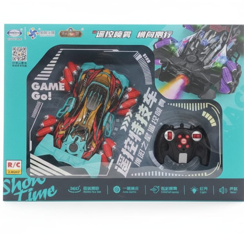 WhatsApp Image 2025-11-25 at 8.39.31 AM The 2.4G Remote Control Stunt Car with Colorful Spray and 360° Rotation