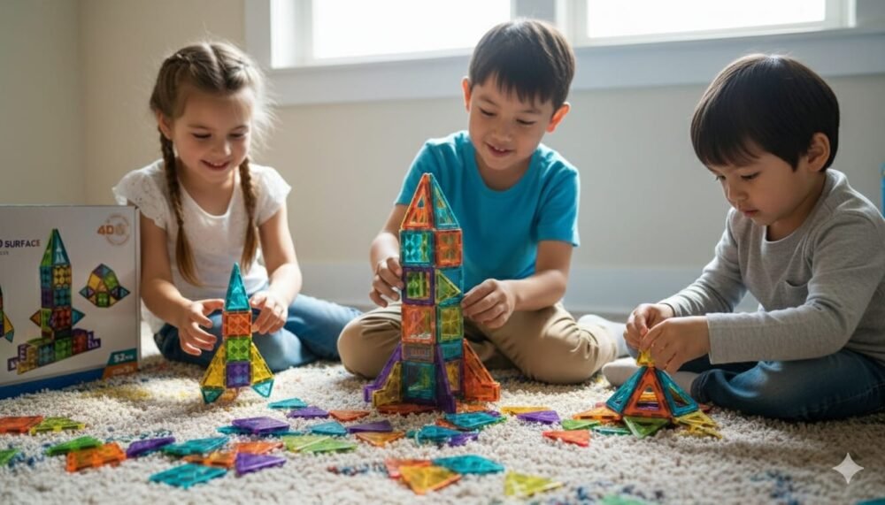 4D Surface Magnetic Building Blocks