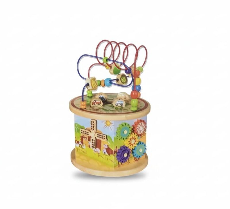 Five Sides of Farmyard Fun: Wooden Winding Bead Activity Cube