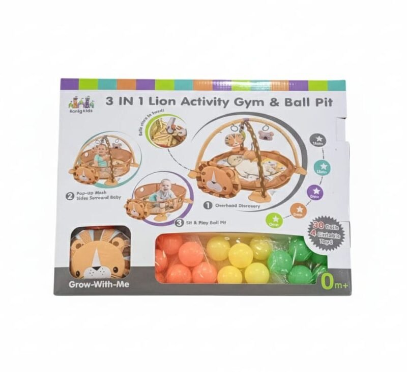 3-in-1 Lion Activity Gym & Ball Pit