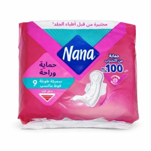 "Nana" Protection and Comfort 9 pads Maxi thick Long - نانا فوط صحيّة ماكسي سميكة طويلة للتدفق القوي