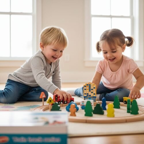 Woodmom 26-Piece Wooden Train Track Set