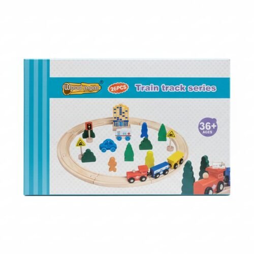 Woodmom 26-Piece Wooden Train Track Set