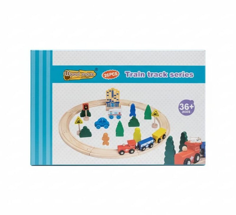 Woodmom 26-Piece Wooden Train Track Set