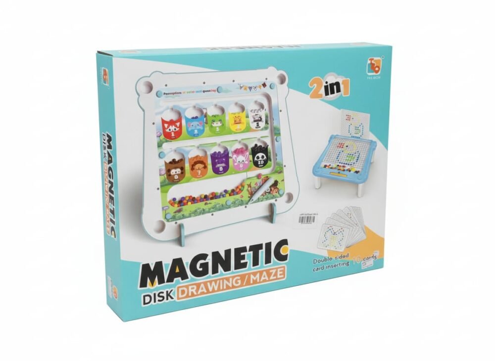 2 in 1 Magnetic Disk Drawing/Maze & Puzzle Board