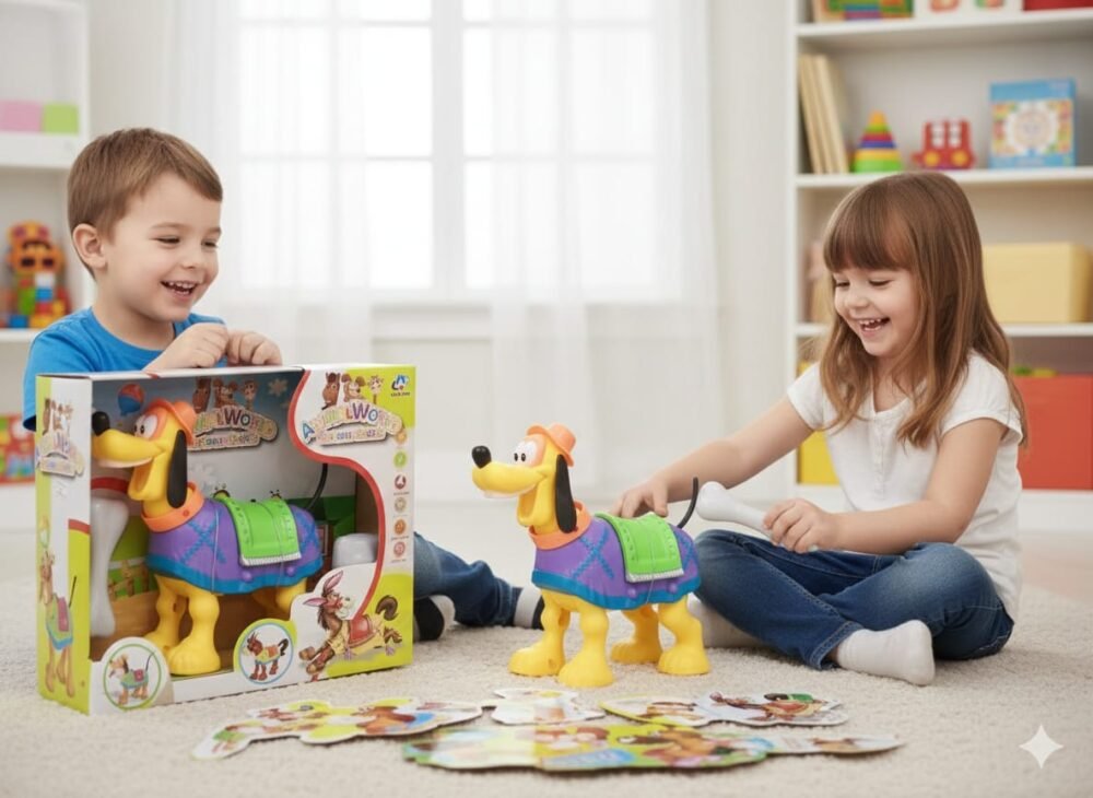 Animal World Cartoon Electric Ride-On Dog Toy