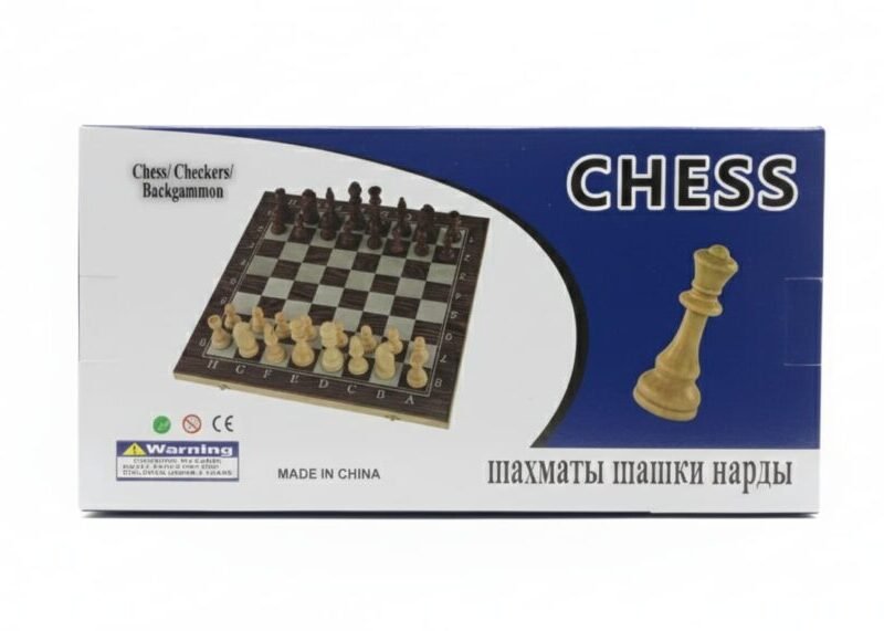 Classic 3-in-1 Wooden Game Set: Chess, Checkers, and Backgammon