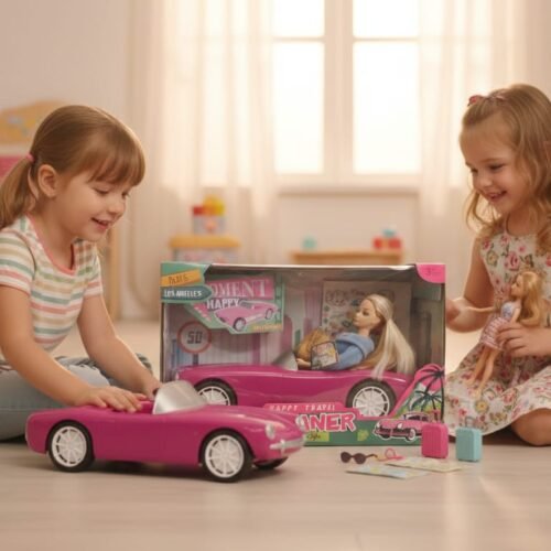 WhatsApp Image 2025-12-07 at 11.23.49 AM (1) Happy Travel Camaner Fashion Doll and Convertible Car Set