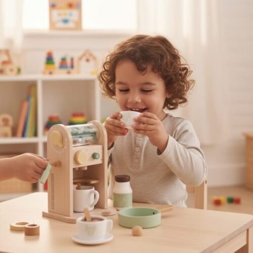 Wooden Coffee Machine Play Set