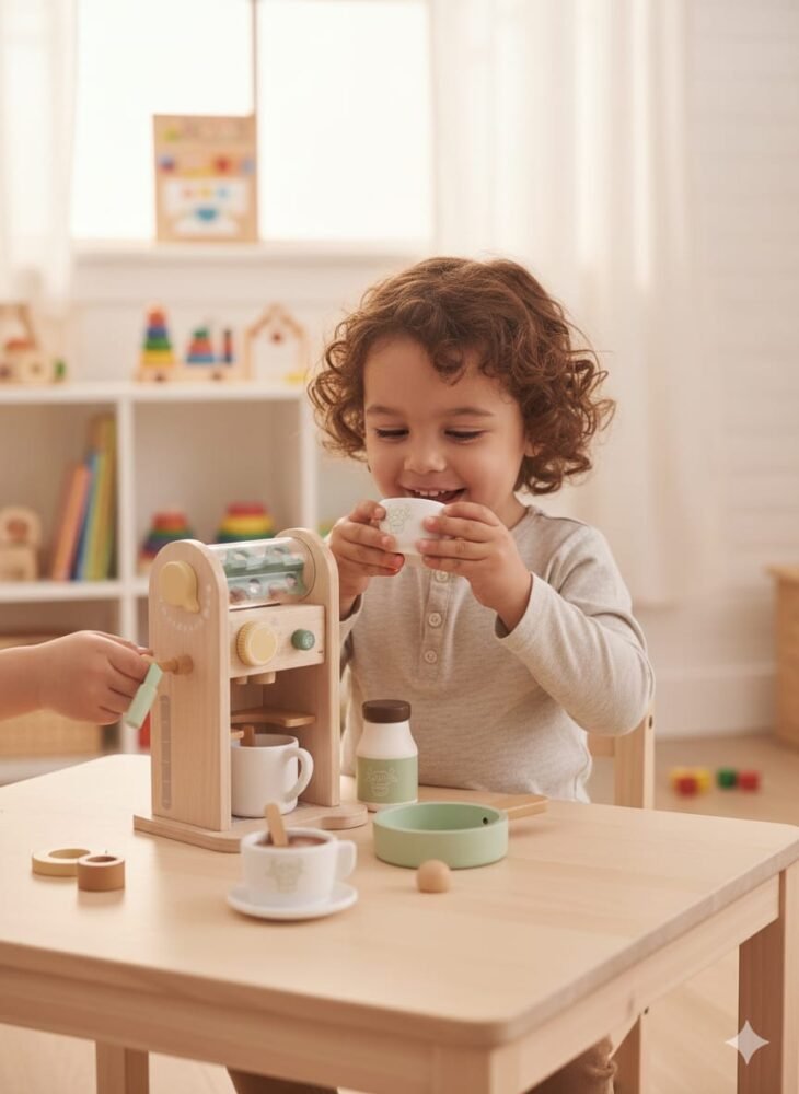 Wooden Coffee Machine Play Set