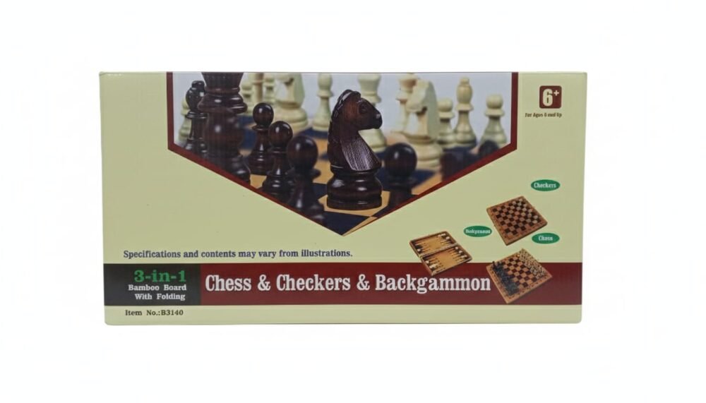 3-in-1 Classic Game Collection: Chess, Checkers & Backgammon