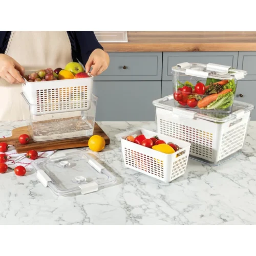 2 Pack Produce keepers - علب تنظيم مع مصفاة للبراد