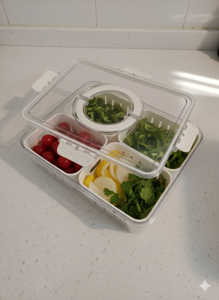 علبة منظمه مع مصفاة للبراد