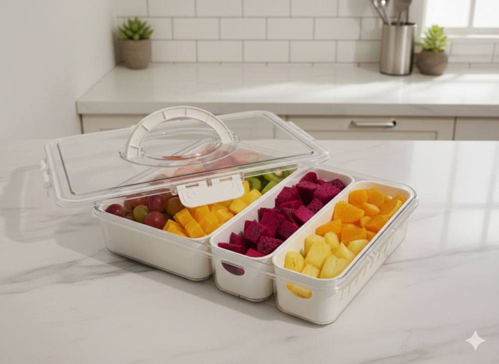 علبة منظمه مع مصفاة للبراد