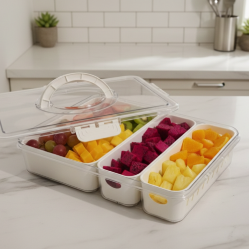 علبة منظمه مع مصفاة للبراد