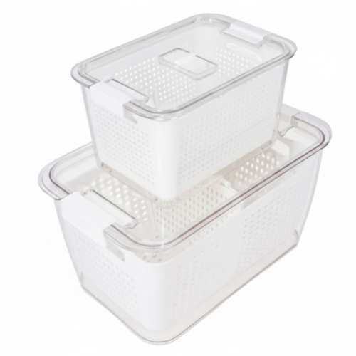 2 Pack Produce keepers - علب تنظيم مع مصفاة للبراد