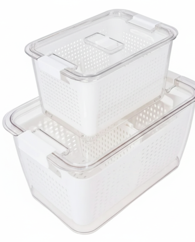 1770194103341 2 Pack Produce keepers - علب تنظيم مع مصفاة للبراد