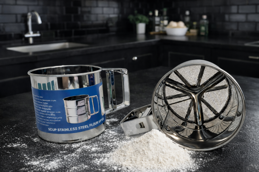 5Cup Stainless Steel Flour Sifter - منخل للطحين مع ضغط يدوي