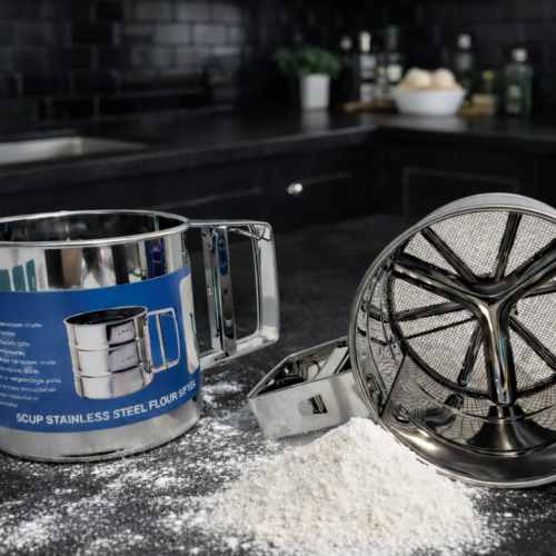 5Cup Stainless Steel Flour Sifter - منخل للطحين مع ضغط يدوي