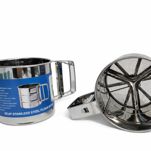 5Cup Stainless Steel Flour Sifter - منخل للطحين مع ضغط يدوي