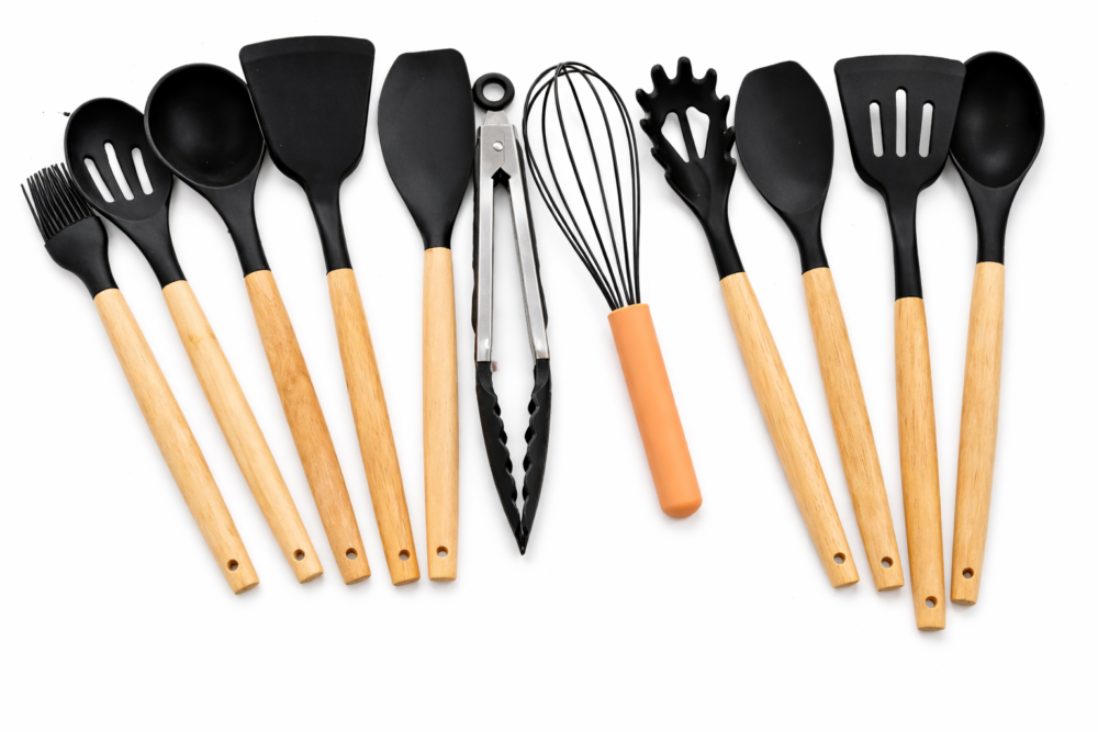 Silicone Utensils Set With Plastic Holder 12 PCS  - طقم ملاعق سيليكون