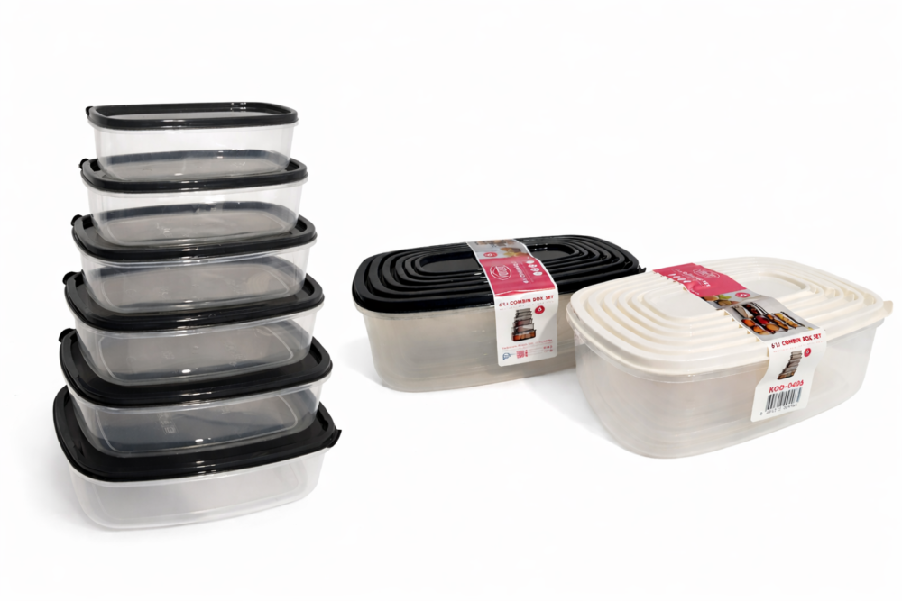 set of plastic food storage containers - تبروير بلاستيك مجموعه من 6 قطع