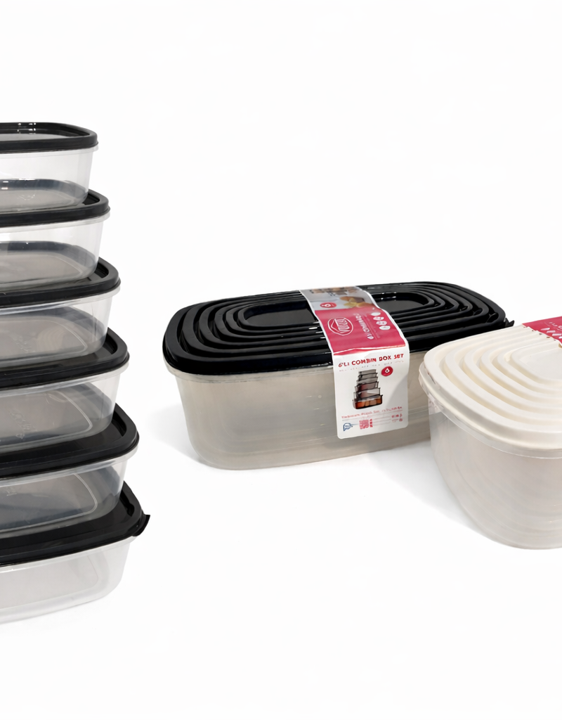 set of plastic food storage containers - تبروير بلاستيك مجموعه من 6 قطع