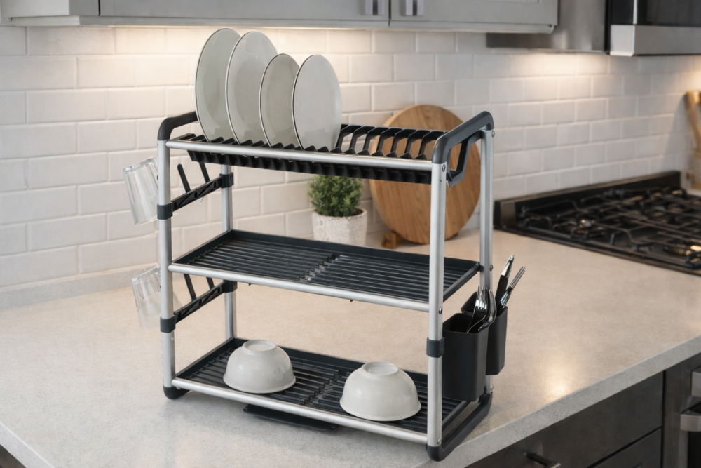 "Phoenix"  -  (مشك صحون) منظم أطباق  ألمنيوم ثلاثي الطوابق