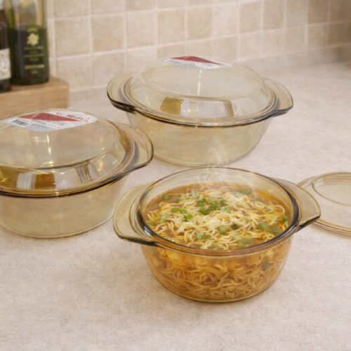 Borosilicate Glass Bowl "Red Cherry" 1pcs - وعاء زجاجي عسلي