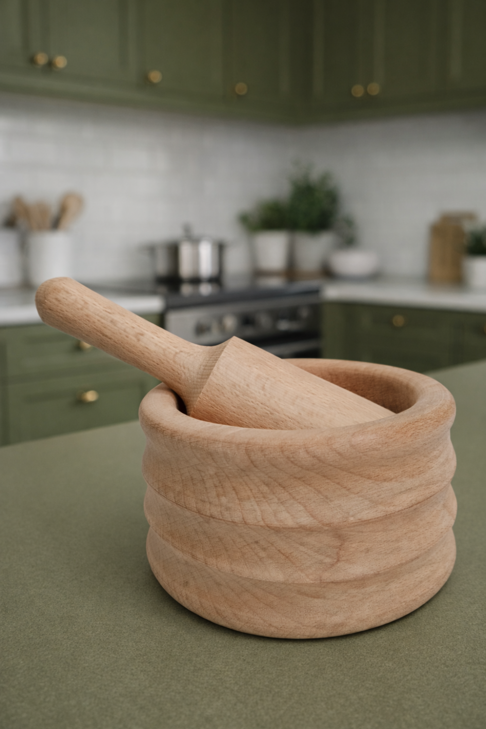 جرن ثوم خشبي