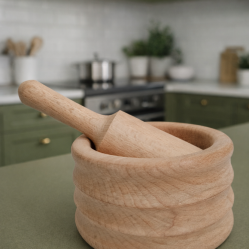 جرن ثوم خشبي