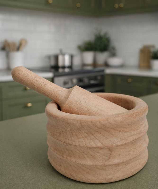 جرن ثوم خشبي