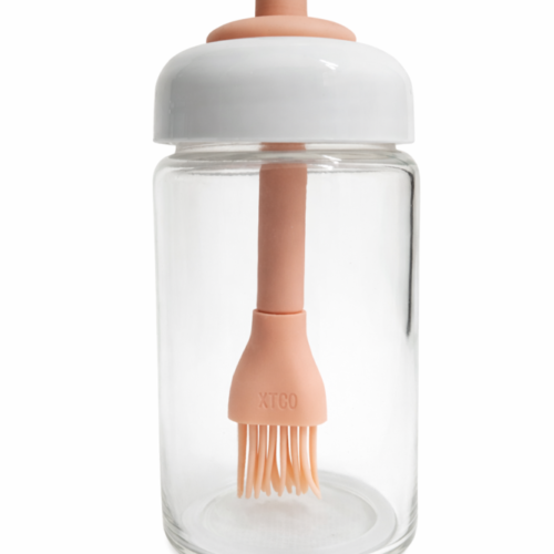 Condiment jar "two in one" - وعاء زيت زجاج مع فرشاة سيليكون