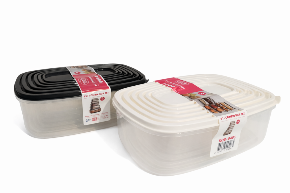 set of plastic food storage containers - تبروير بلاستيك مجموعه من 6 قطع